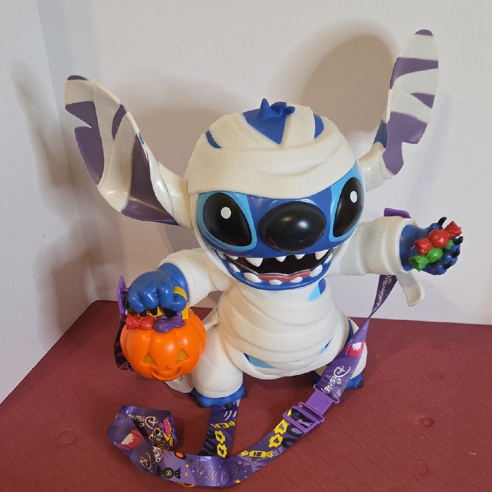 Disneyland Stitch Halloween Mummy Figure Snack Bowl - Pumkin Lightup